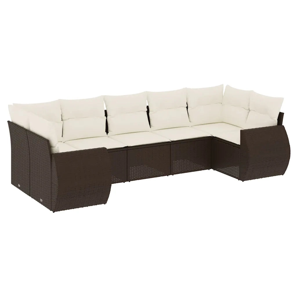 Set Divani da Giardino 7 pz con Cuscini Marrone in Polyrattan 3254130