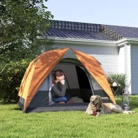 Tenda da Campeggio per 3 Persone Impermeabile con Tasca, Gancio per Lanterna e Borsa, 2x2x1.35m, Arancione