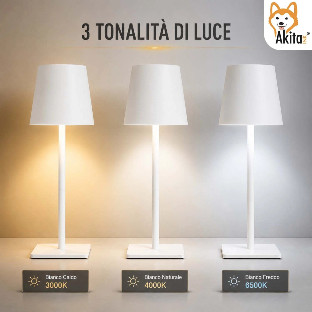 Akitaink Lampada da Tavolo LED Bianco Ricaricabile