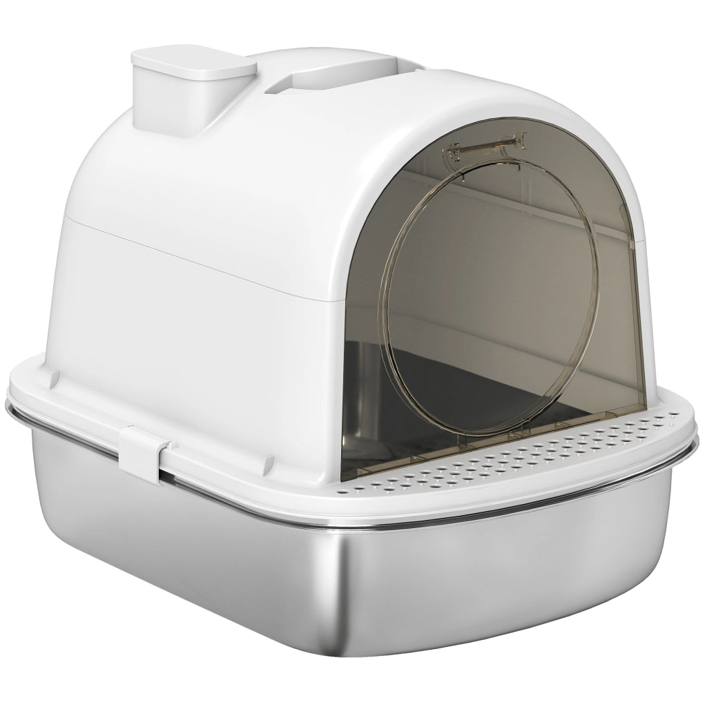 Arenero per Gatti ¨C zephmum ¨C 52.4x41.3x39.9 cm Bianco Acciaio Inox