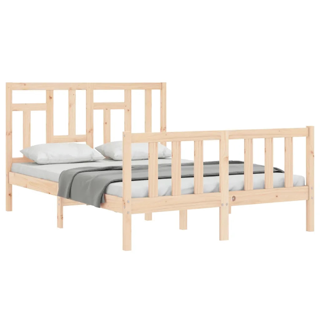 Letto matrimoniale | Letto per adulti | Giroletto senza Materasso 140x200 cm in Legno Massello di Pino