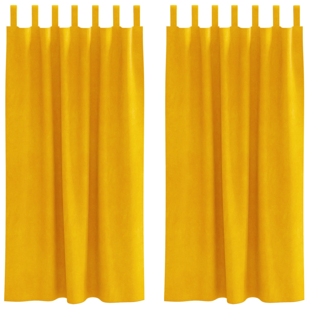 Tende oscuranti  con anelli da appendere 2 pezzi giallo senape in velluto