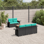 Set Divani da Giardino 6 pz con Cuscini Nero in Polyrattan 3224447