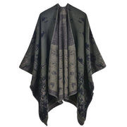 Nuovo scialle/mantella in jacquard di cashmere alla moda con spacchi, spesso e ampio, da donna.
