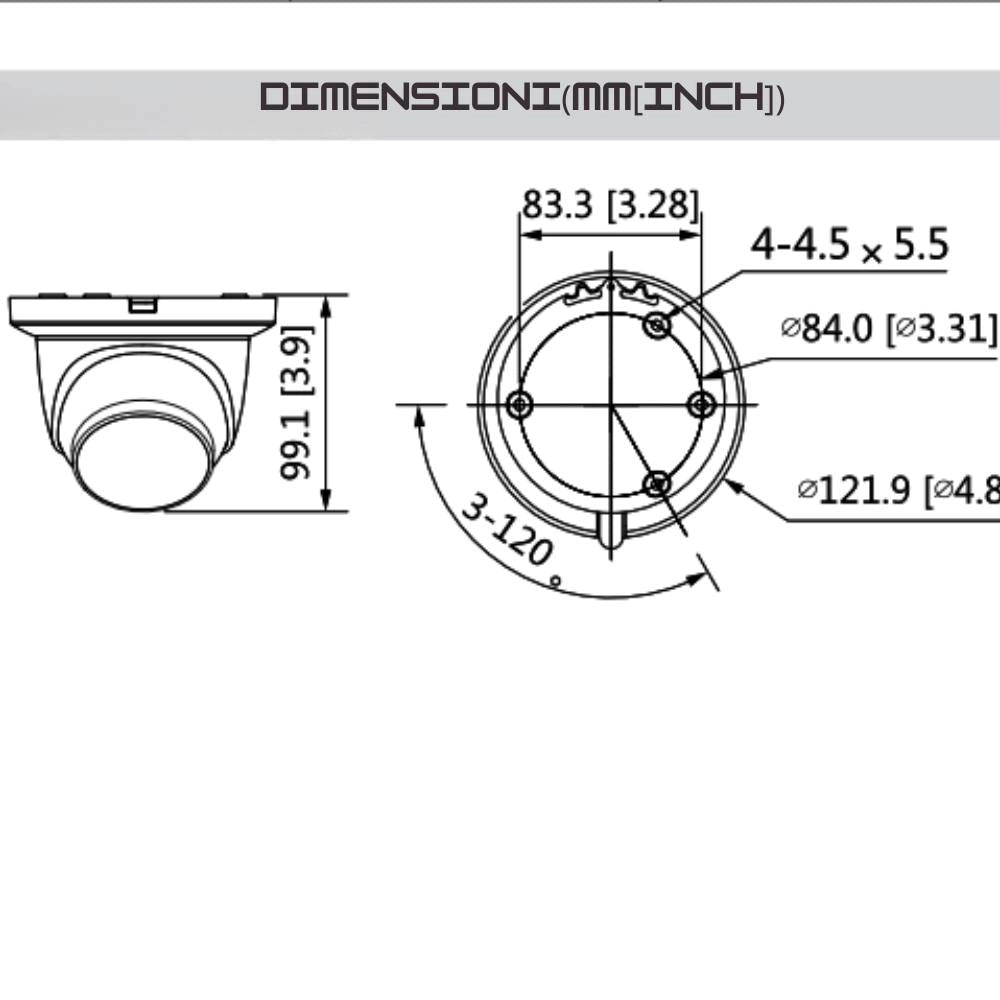 Dahua hac-hdw1500tmq-a telecamera eyeball hdcvi 5 mp ir con microfono