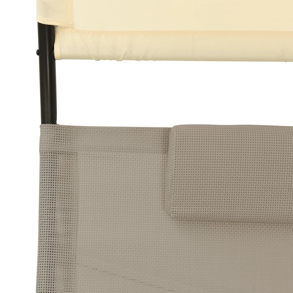Lettino prendisole sedia a sdraio lettino prendisole letto da giardino mobili da giardino doppio 139 x 180 x 170 cm con baldacchino in textilene color tortora e crema 02_0012725