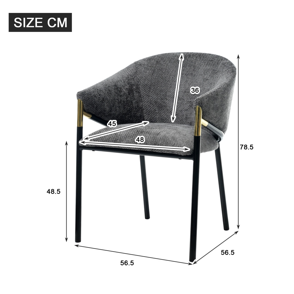 Sedie da Pranzo con Braccioli ¨C Xylo ¨C Velluto Grigio, Gambe in Acciaio Dorato, Set 4 Pezzi