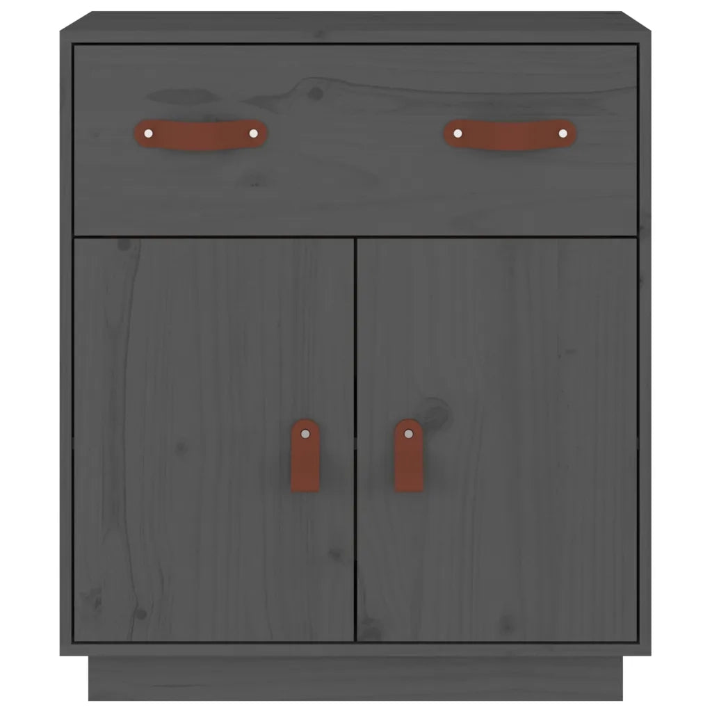 Credenza Grigia 65,5x40x75 cm in Legno Massello di Pino 820129
