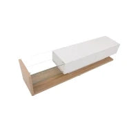 Mobile TV Moderno stile country con colori bianco lucido e legno, pannelli in vetro e illuminazione a LED, Bianco