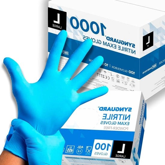Manopole in nitrile senza polvere ipoallergeniche taglia L 1000 pezzi - certificato CE EN455