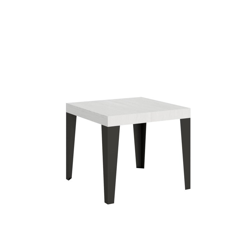 Tavolo allungabile 90x90/246 cm Flame telaio Antracite - Bianco Frassino