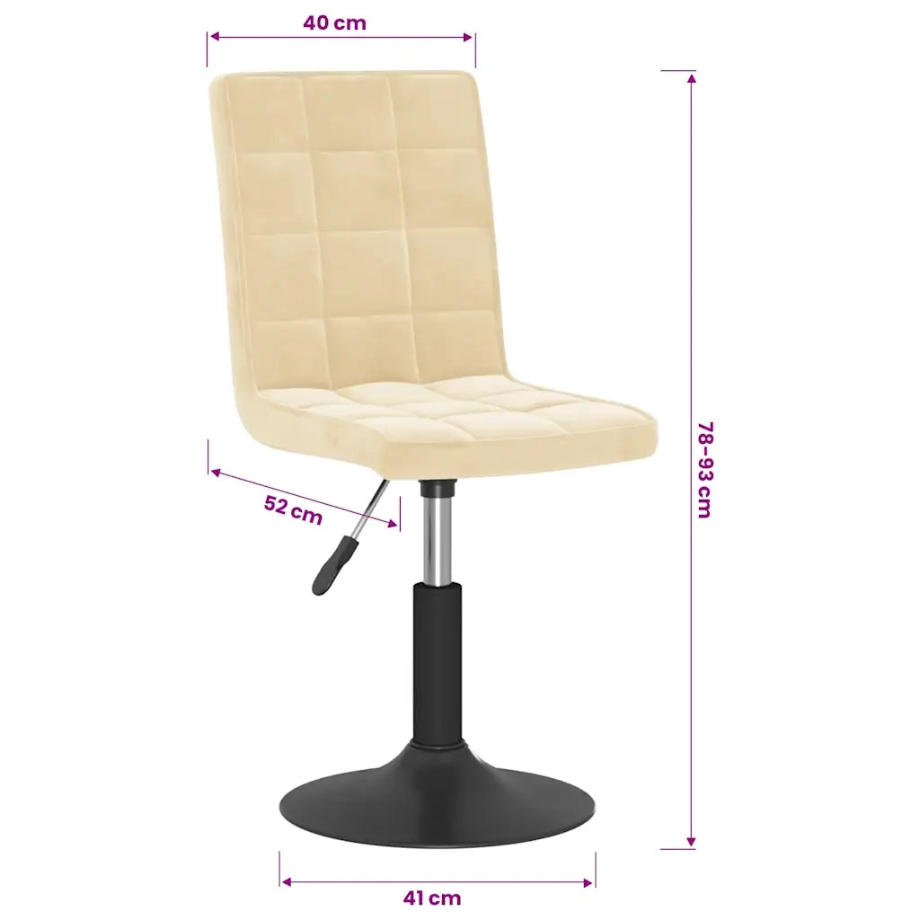 vidaXL Sedie da Pranzo Girevoli 2 pz Crema in Velluto