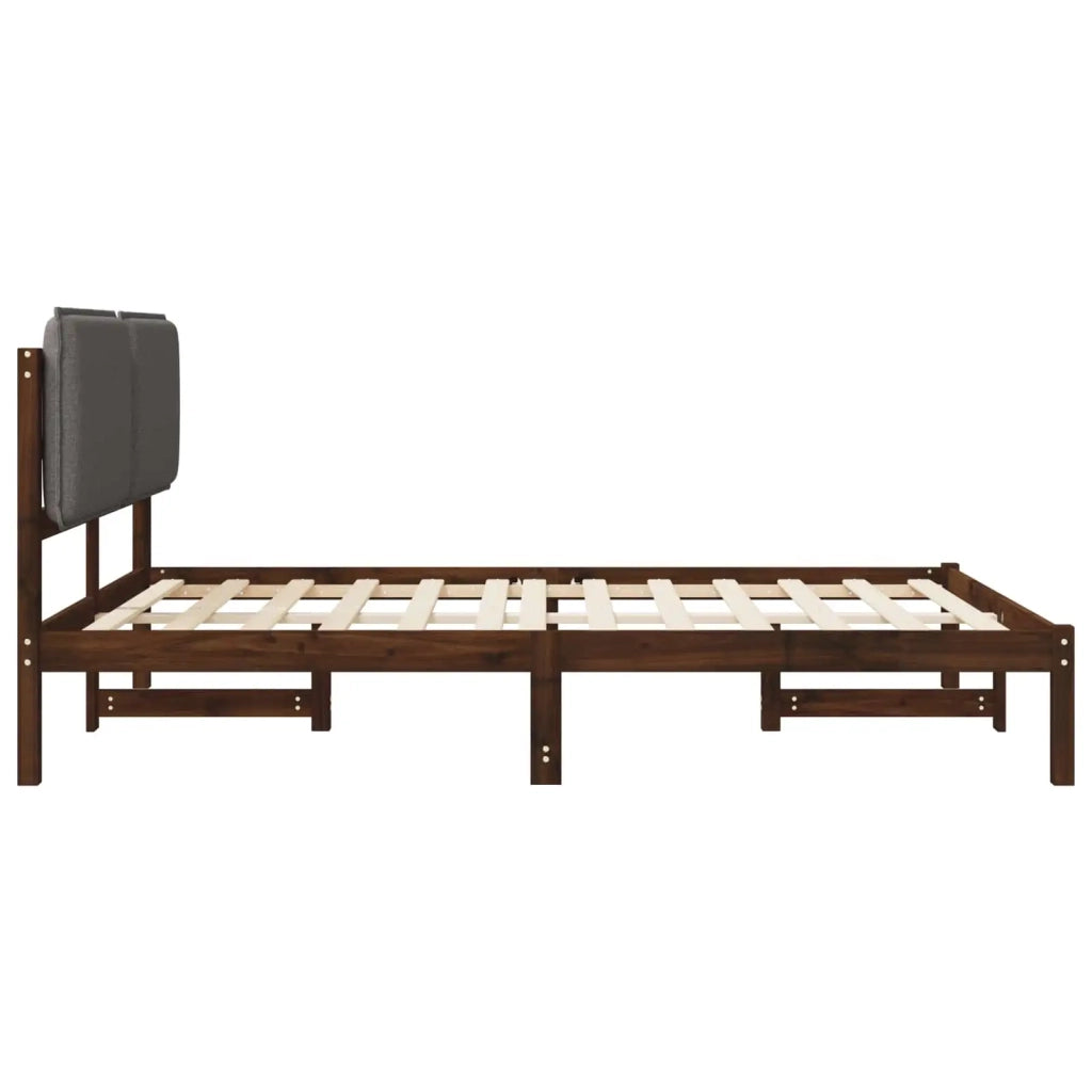 Letto con Testiera Rivestita Marrone scuro e grigio chiaro 903902