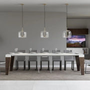 Consolle allungabile 90x40/300 cm Naxy Mix piano bianco frassino - struttura noce