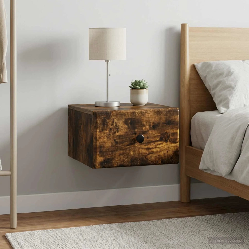 Mobiletto da notte a muro 2 pcs Rovere Fumo 34,5 x 33 x 20 cm 899116