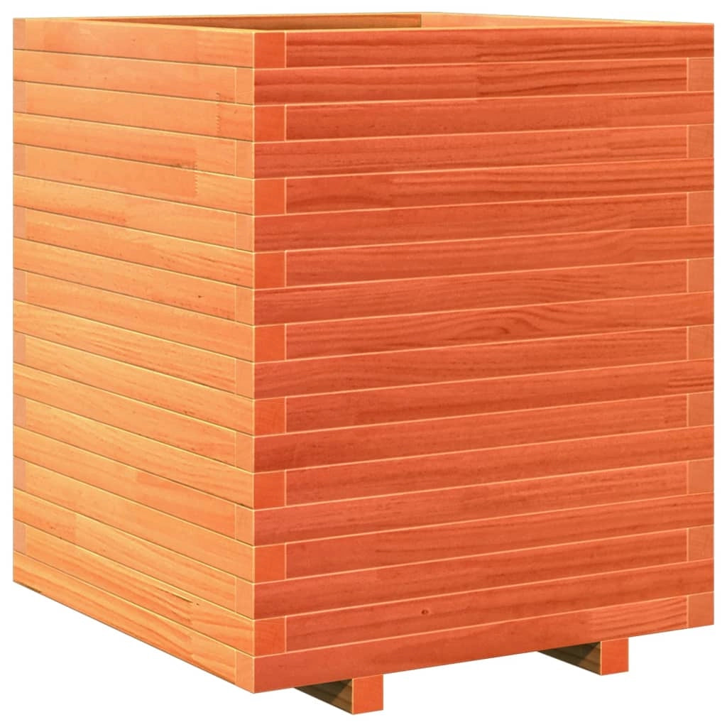 Fioriera rialzata per piante fiori terrazza giardino finitura a cera 60 x 60 x 72 cm legno di pino massiccio marrone 02_0038477