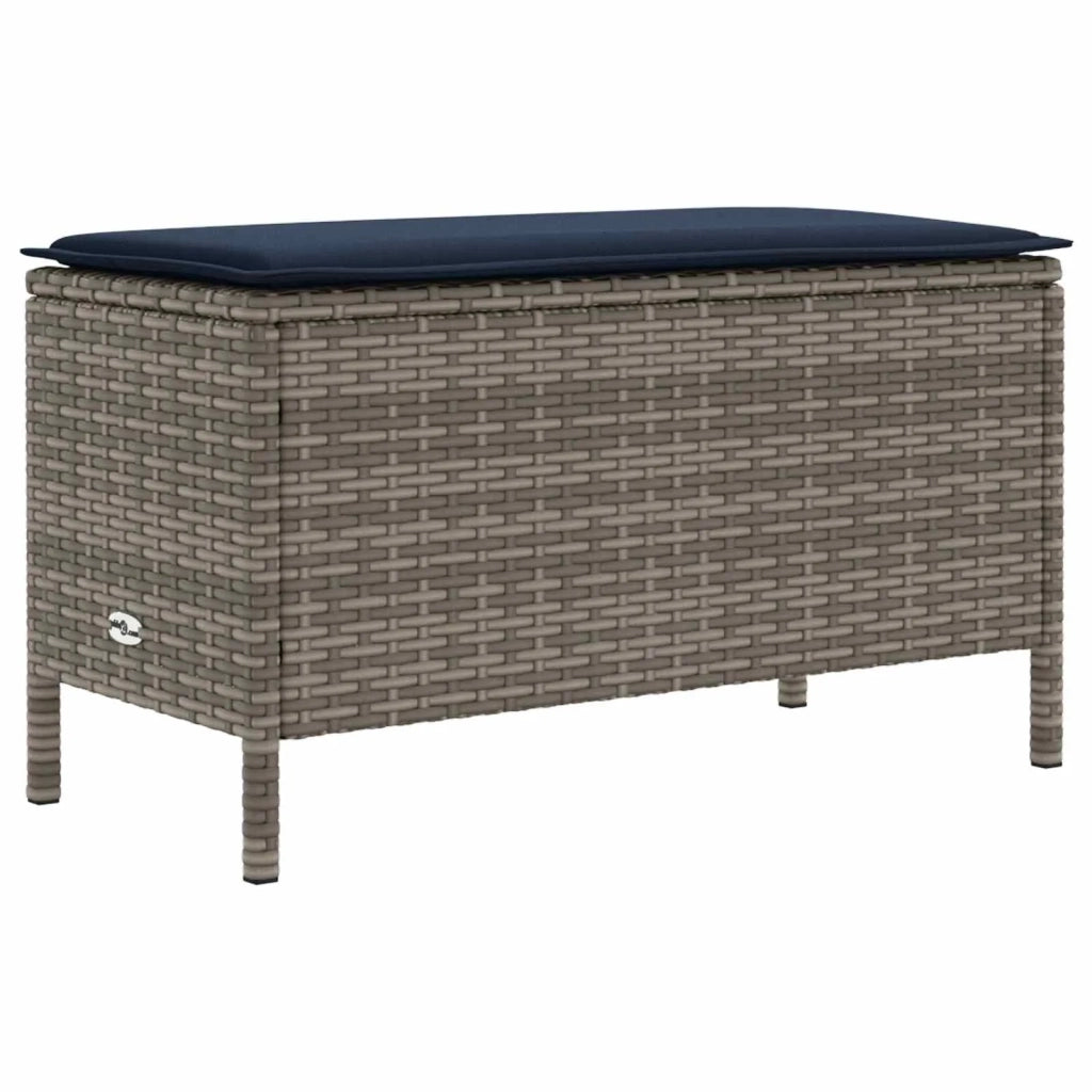 Sedia da giardino-Poggiapiedi da Giardino Grigio e Blu Navy 80 x 38 x 42 cm