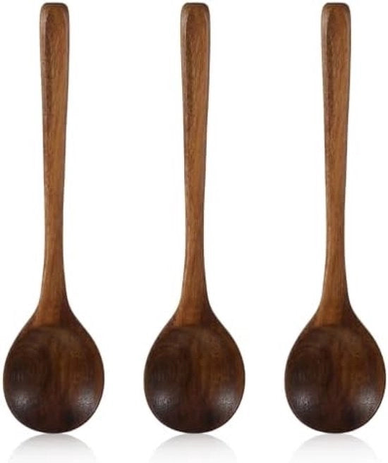 3 set di cucchiai in legno per cucinare, utensili in legno per la cucina 17,5 cm cucchiai in legno per cucinare, cucchiai in legno grandi per mescolare, agitare, cuocere, miscelare, servire e assaggiare
