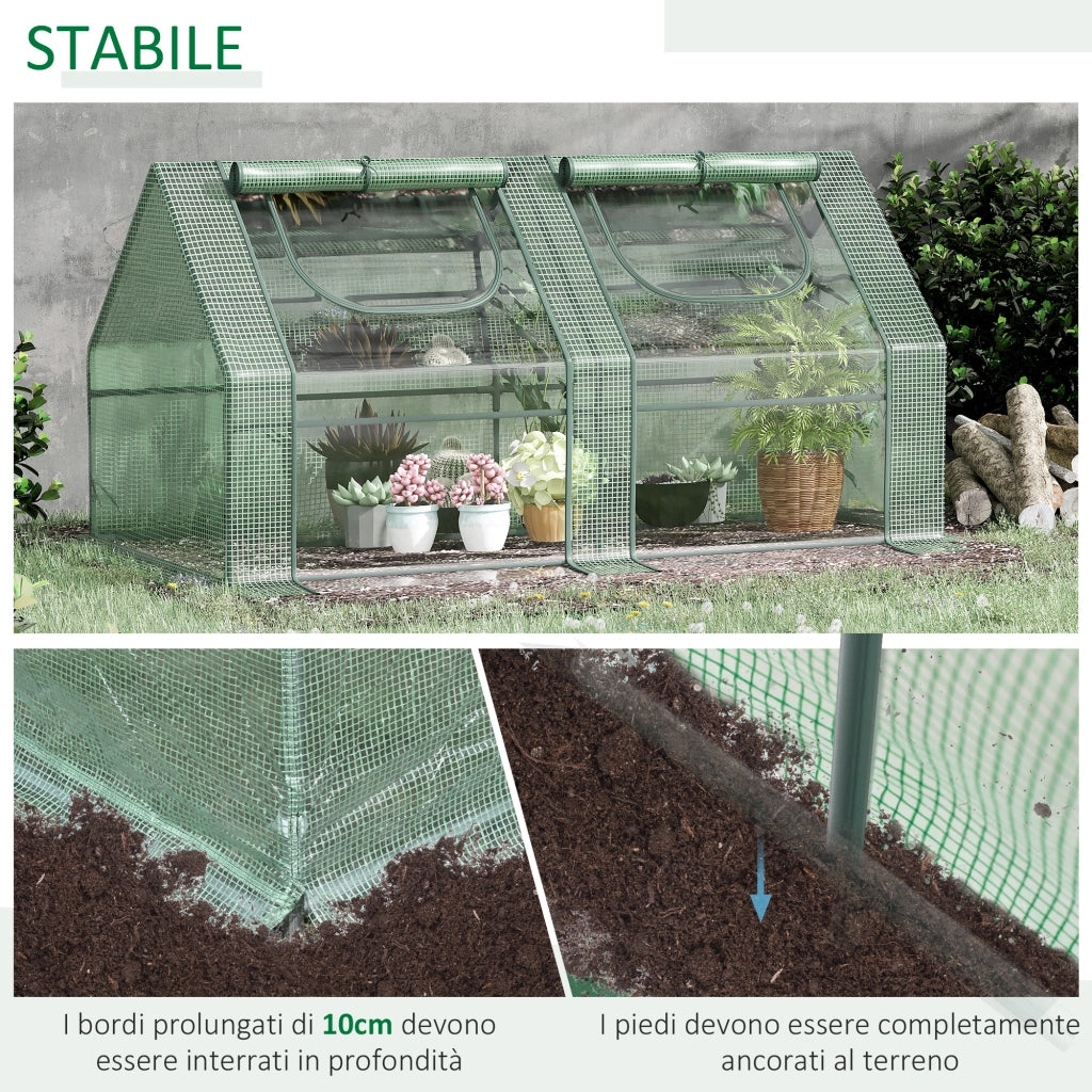 Serra per Piante 2 Coperture PE PVC ¨C zephmum ¨C Struttura Acciaio Verde 180x90x90cm