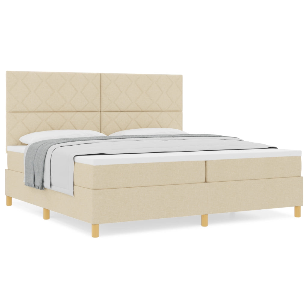 Letto con Rete e Materasso Panna 200x200 cm Tessuto