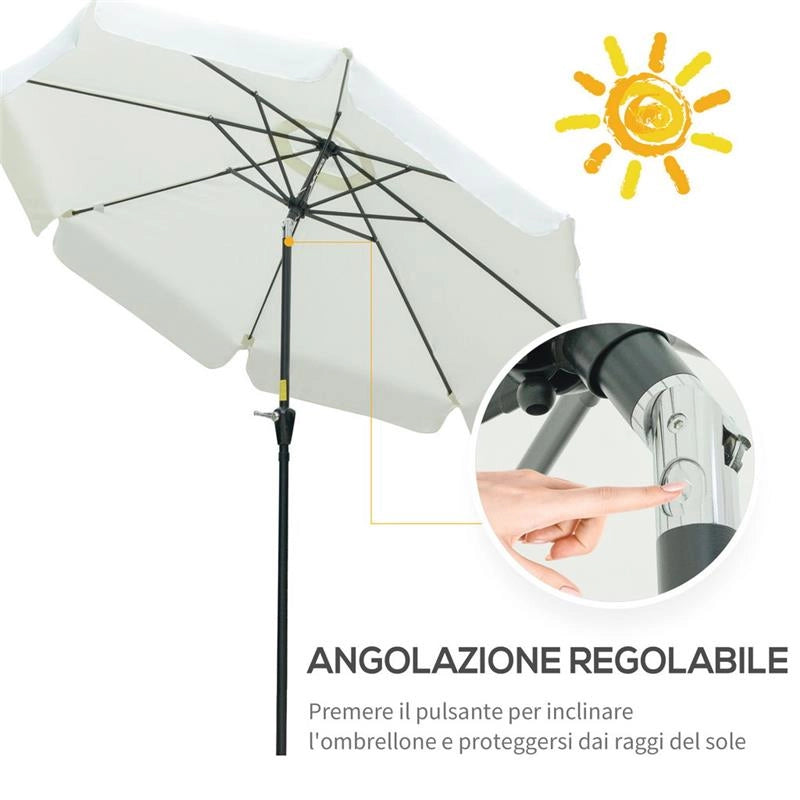 OMBRELLONE DA GIARDINO ROTONDO 266 X 250 CM BEIGE