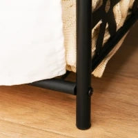 Armadio Guardaroba Appendiabiti con 5 Ripiani e 2 Tende, 84 x 42 x 158.5cm, in Metallo Nero con Decori a Fiori