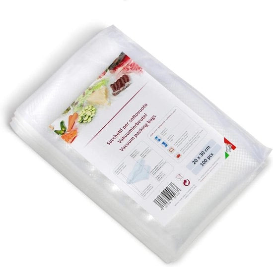 Sacchi per il vuoto in plastica 20 x 30 cm - 100 pezzi (30 mt) BPA-free - Cucina sous vide - Resistenti