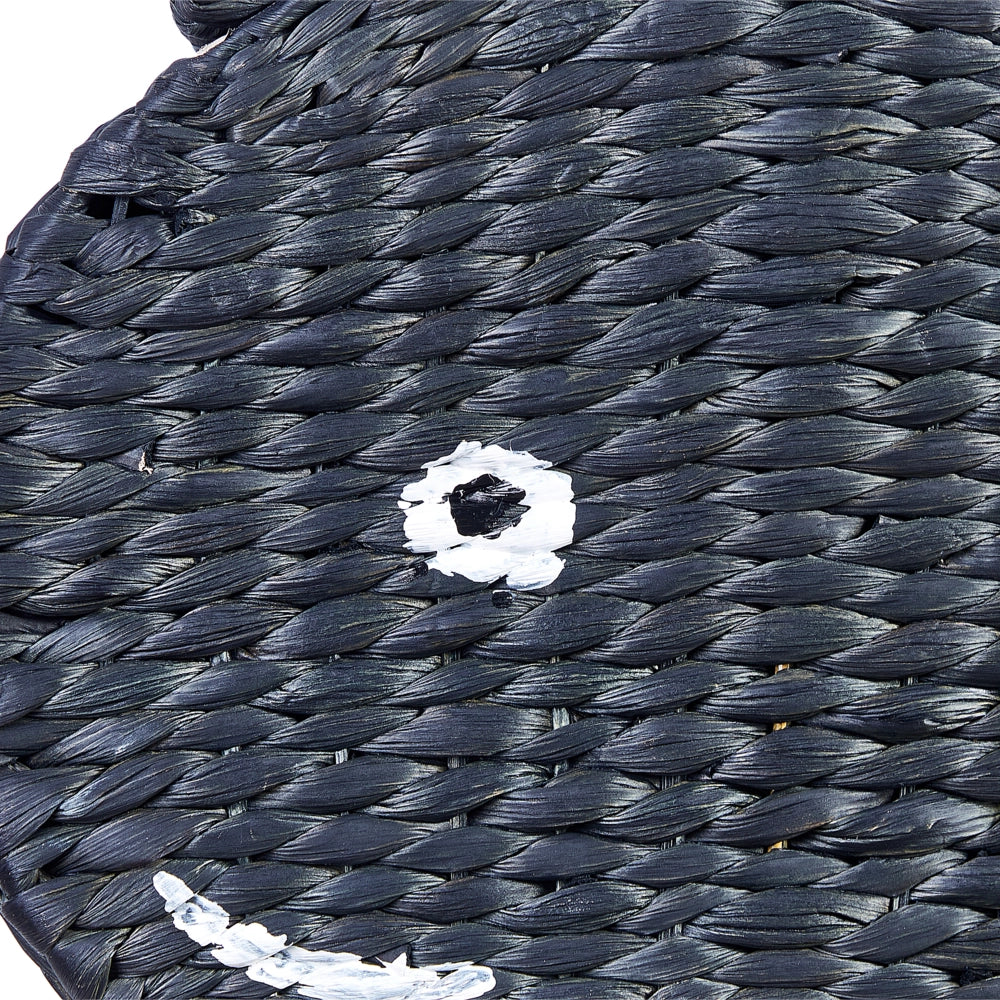 Cesto di vimini naturale nero a forma di balena intrecciata con coperchio Cesto per giocattoli Accessorio per la camera dei bambini