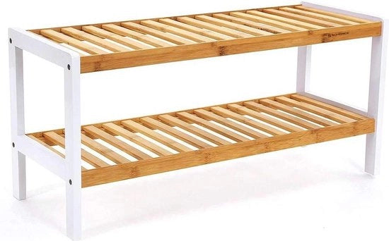 Rack per scarpe - per 8 pair di scarpe - cassa per scarpe in bambù - rack multifunzionale per la stanza da bagno