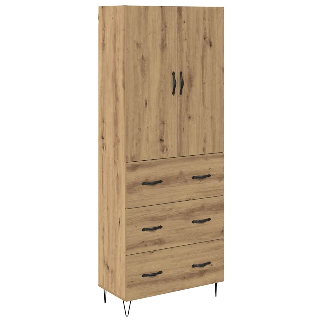 Credenza 2 pcs Rovere artigianale Legno ingegnerizzato e vetro