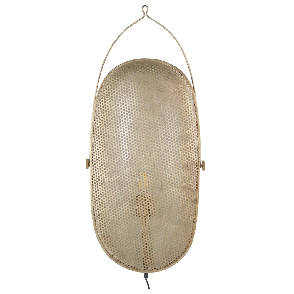 Lampada da parete in ottone ferro metallo paralume ovale luce camera da letto soggiorno design rustico