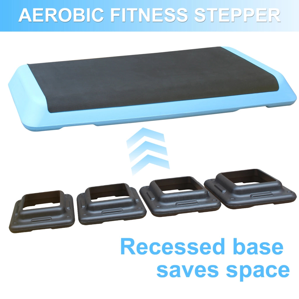 Piattaforma step aerobica ¨C Minimal ¨C 110cm, altezza regolabile, blu