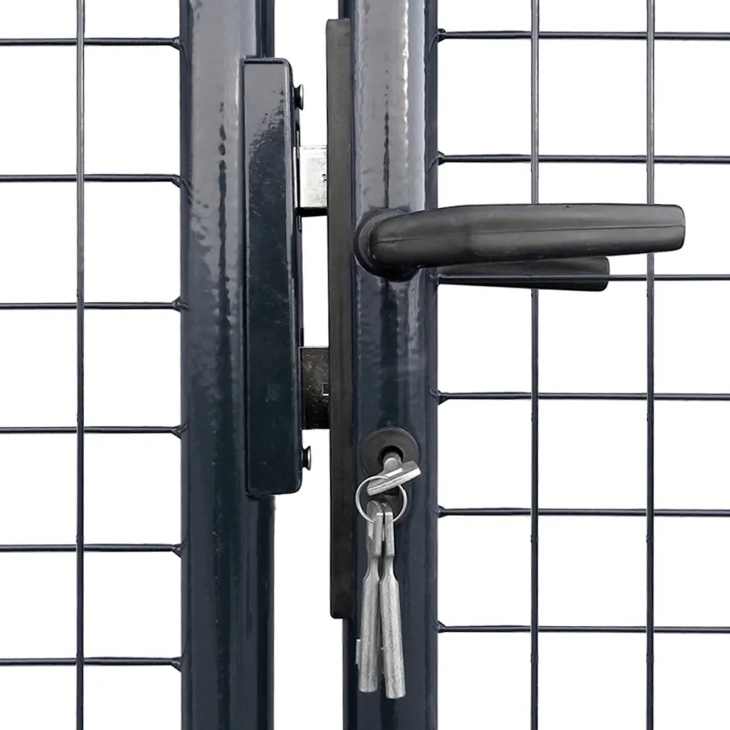 Cancello da Giardino in Rete di Acciaio Zincato 400x150 cm Grigio 143377
