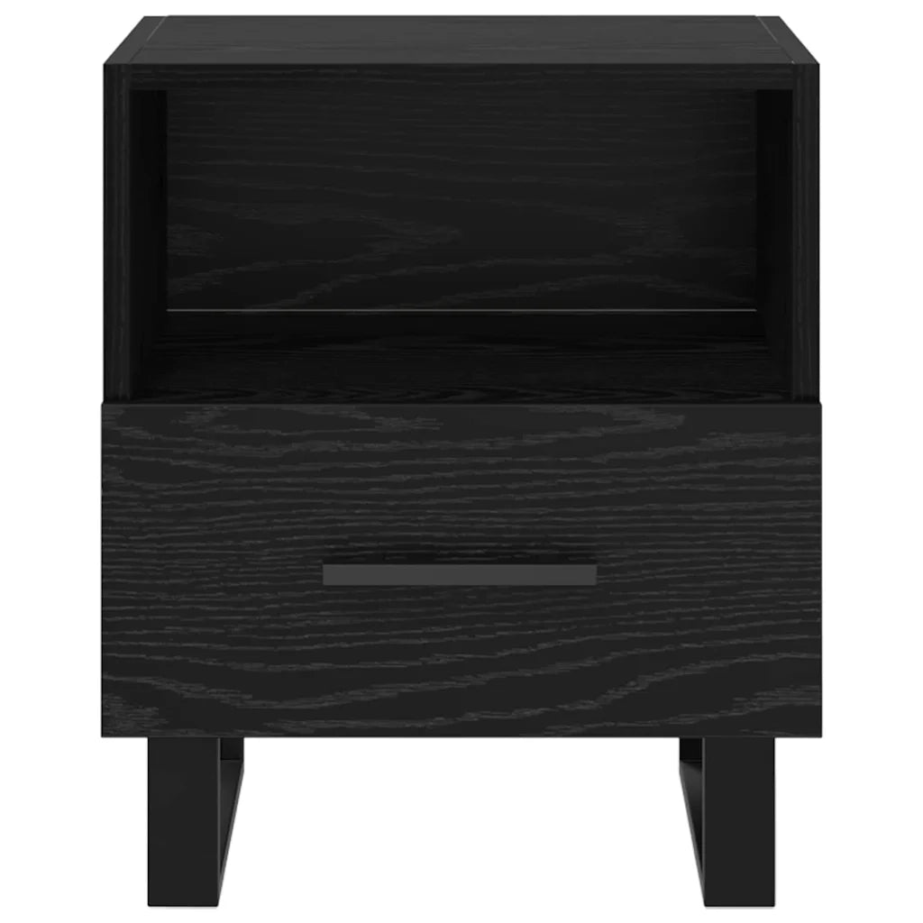 Armadio da Notte con cassetto Rovere Nero 40 x 35 x 47,5 cm
