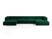 Cosmopolitan Design - Divano panoramico "Arendal" 6 posti in velluto verde bottiglia 
