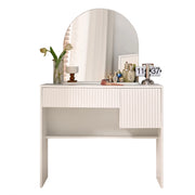 Toeletta con specchio e 2 cassetti - per camera da letto - in MDF - 103×68×16 cm - bianca