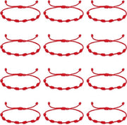 12 pezzi di bracciale in corda rossa regolabile con 7 nodi - protezione, bracciale di fortuna, collana a nodi, bracciale intrecciato e collana singola per benedizioni