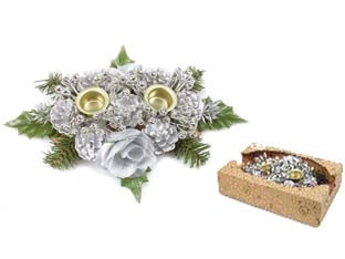 PORTA CANDELE A DUE POSTI COLORE ARGENTO    I RE MAGI