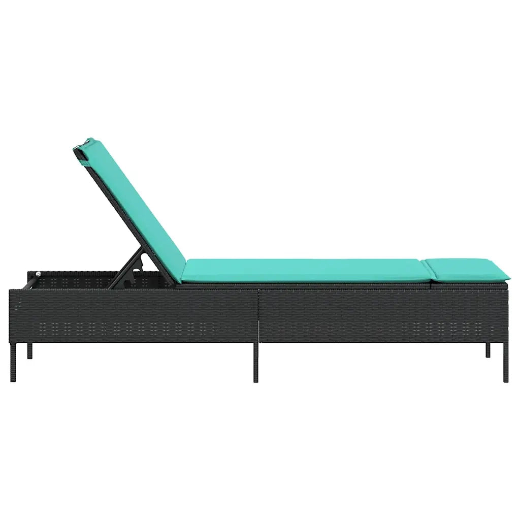 Lettino prendisole con Cuscino in Polyrattan Nero 4002727