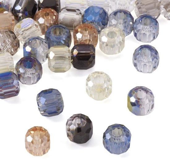 Accessori per gioielli - 40 pezzi - Facettati - Translucidi - Colori misti - Per creare gioielli - 8 mm di larghezza, 7 mm di lunghezza