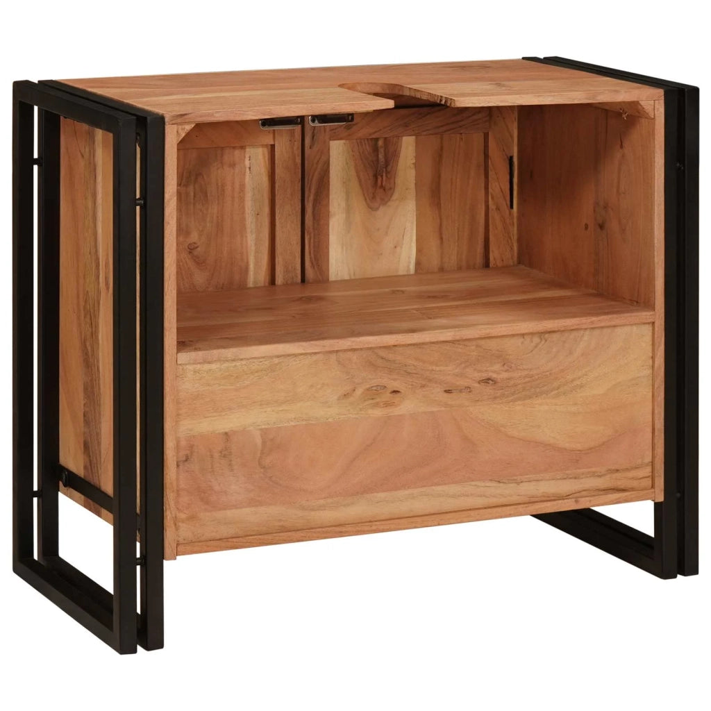 Armadio sottolavello con porta Marrone Legno di Acacia Massello 4102767