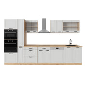 Cucina completa R-Line Bianco rustico/Rovere dorato 350 cm, PL Rovere Vicco
