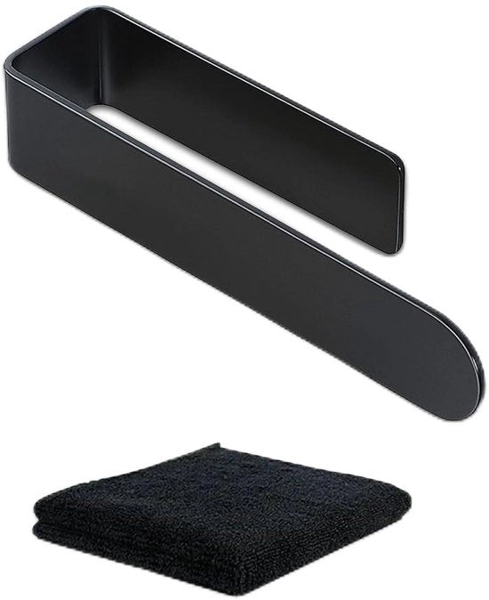 Supporto asciugamano senza forare, Supporto asciugamano autoadesivo, Stantuffo in acciaio inossidabile per asciugamano con asciugamano, Supporto asciugamano per bagno, cucina, camera da letto (23 cm, Nero)