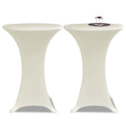 Copritavolo ?80 cm Crema Tessuto elasticizzato 2 pezzi 241209