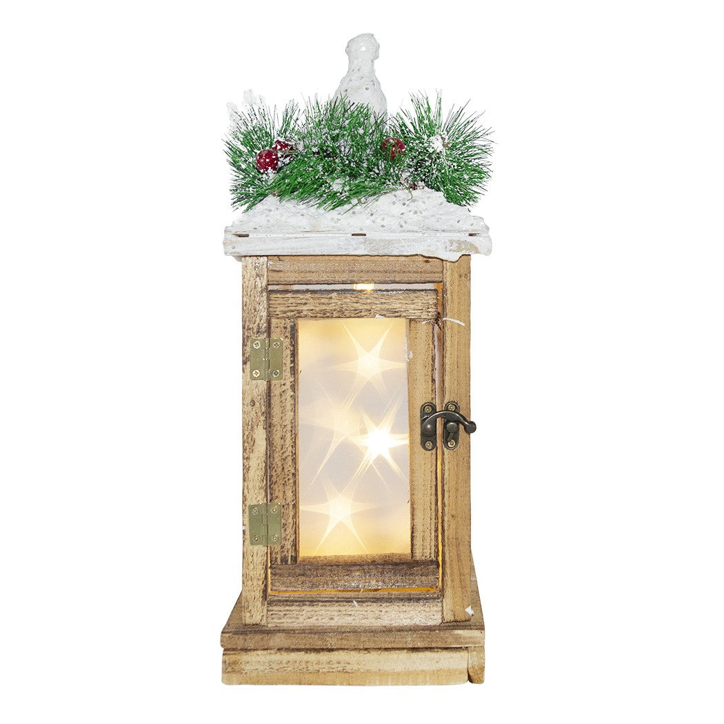 Lanterna di Natale in legno e illuminazione L15xP15xH39 cm