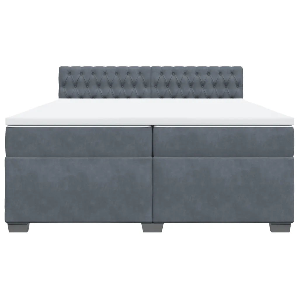 Giroletto a Molle con Materasso Grigio Scuro 200x200 cm Velluto