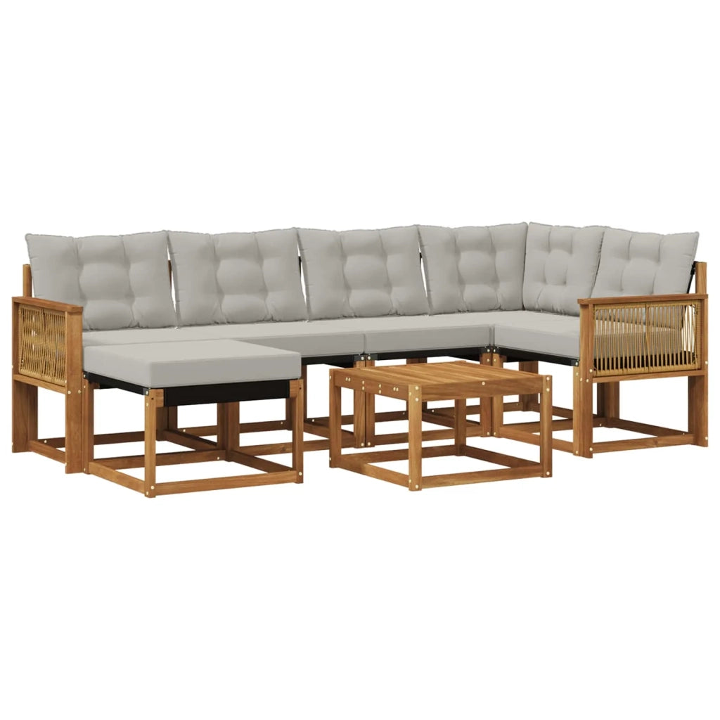 Set di divani da esterno 7 pz Naturale e Grigio Chiaro 3382083