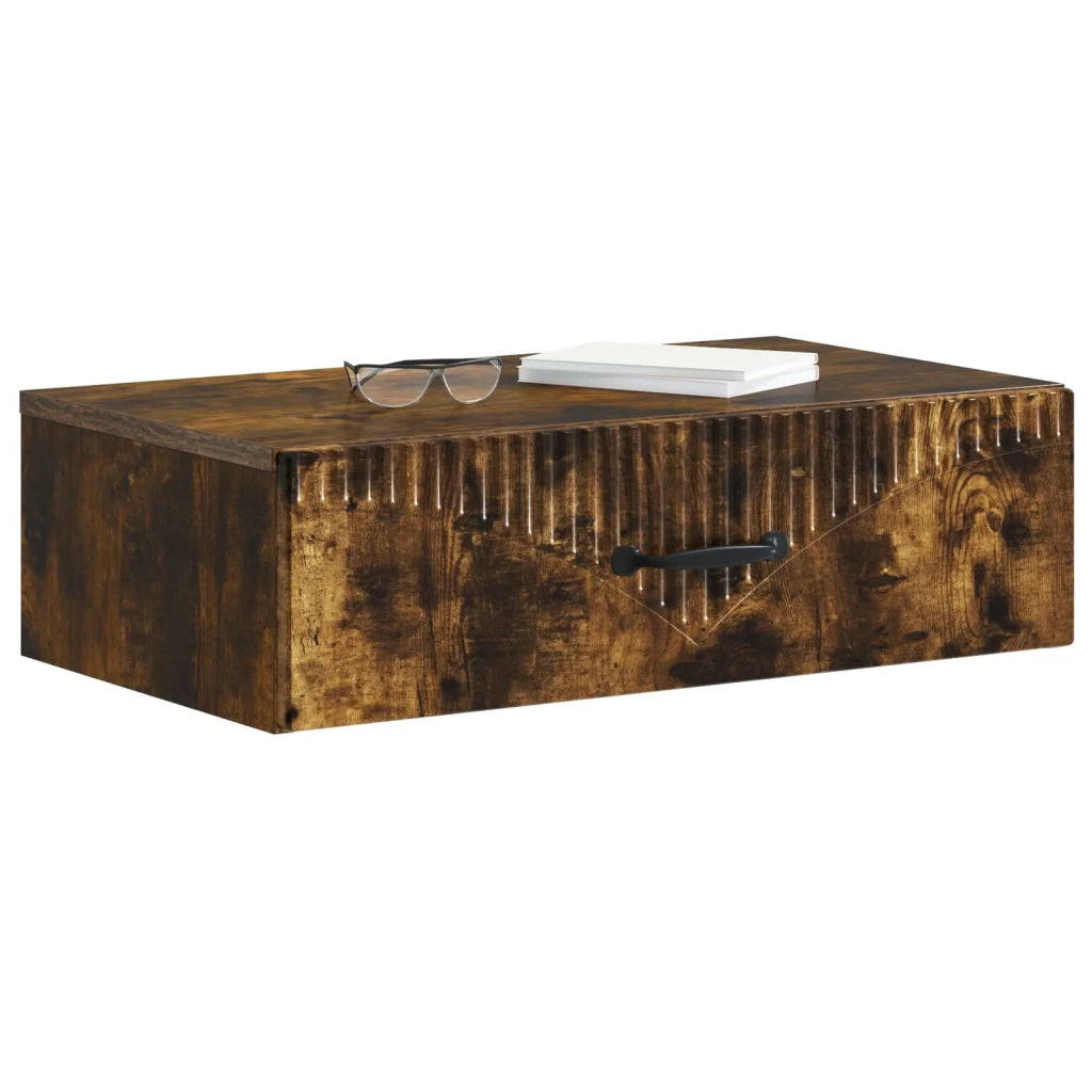 Tavolino da Parete Laterale Rovere Fumo 59 x 34,5 x 17 cm