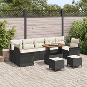 Set Divano da Giardino con cuscino 10 pcs Nero e Crema 3364070