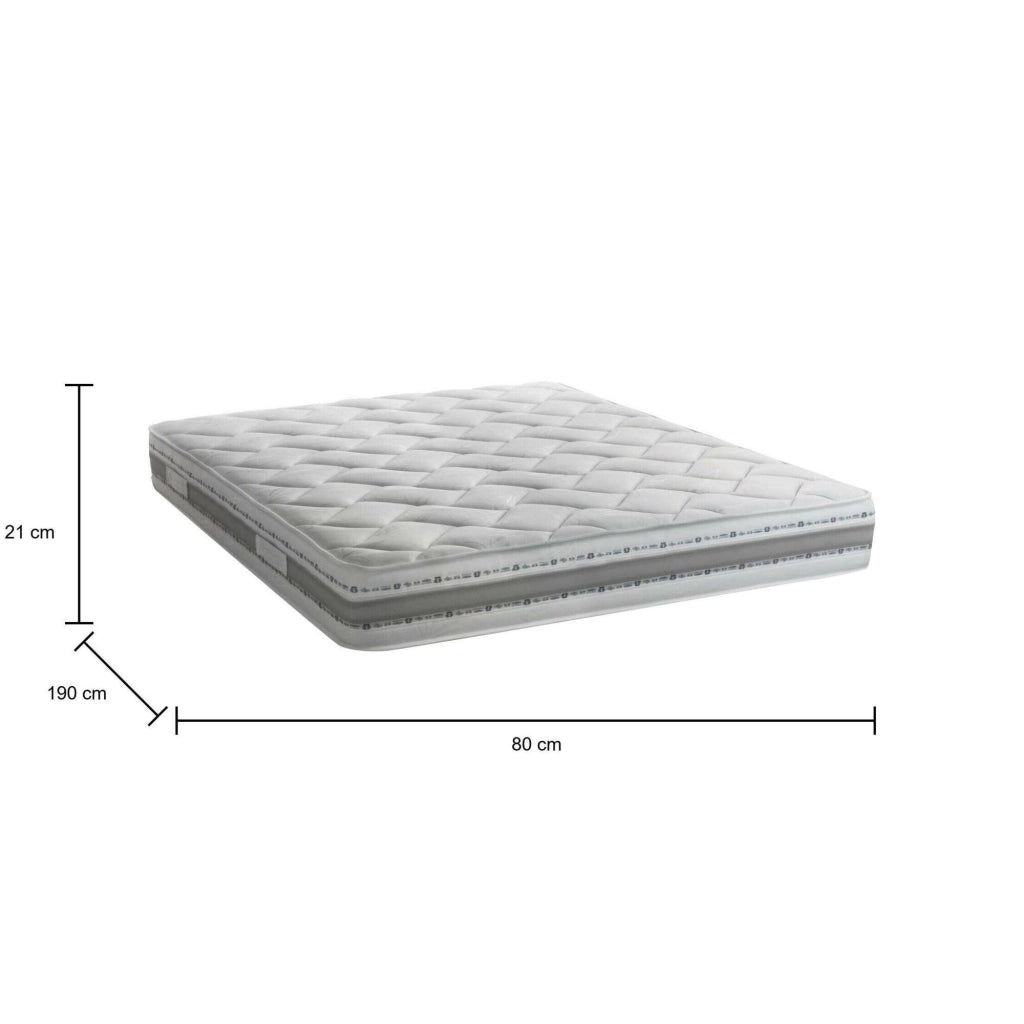 Anselmo, Materasso Singolo Sfoderabile Made in Italy, 190x80x21h cm Bianco